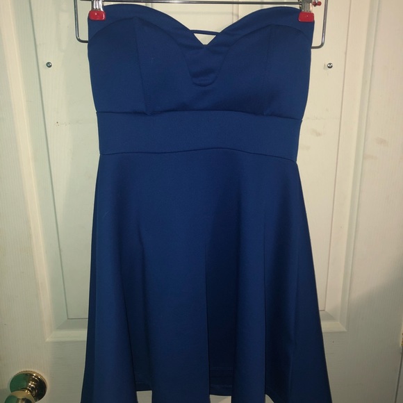 Flirty Strapless Blue Dress - Picture 2 of 4